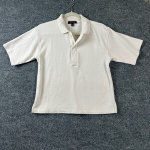 AYR The Cool Polo‎ Short Sleeve Pima Cotton Shirt White Womens XS Cropped